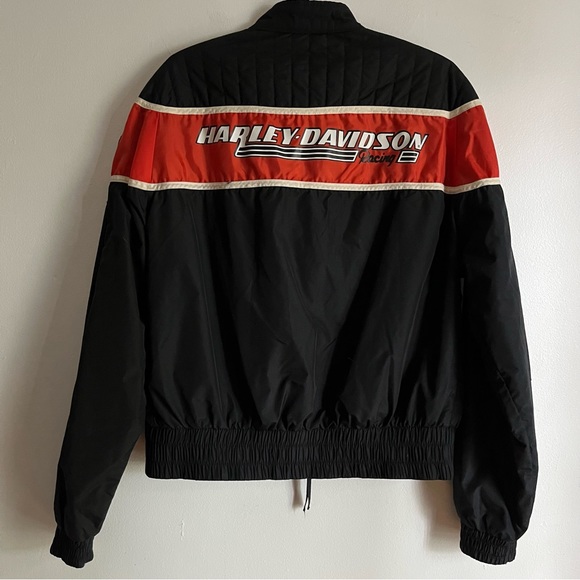 ❌SOLD-DEPOP❌ Vintage Harley Davidson Racing Bomber Jacket Medium Black/Orange - Picture 8 of 16